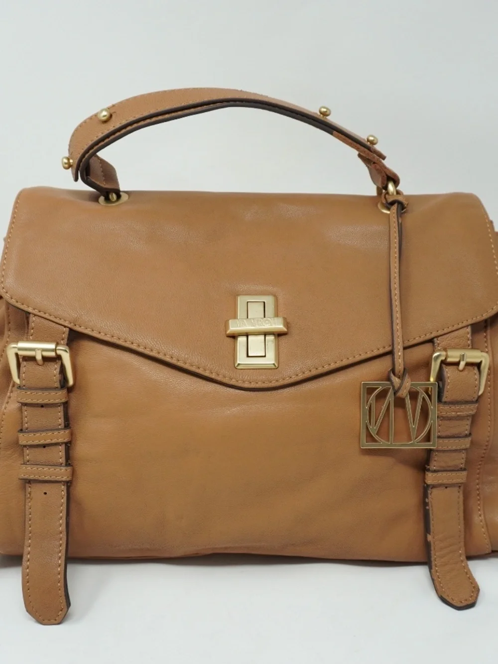 Via Neroli Handbag Tan 100% Leather Color with Gold Hardware